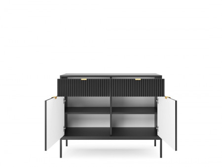 Комод Perfect Home Новая/Nova 2-дверный с 2 ​​ящиками, черными ножками KSZ104 Черный
