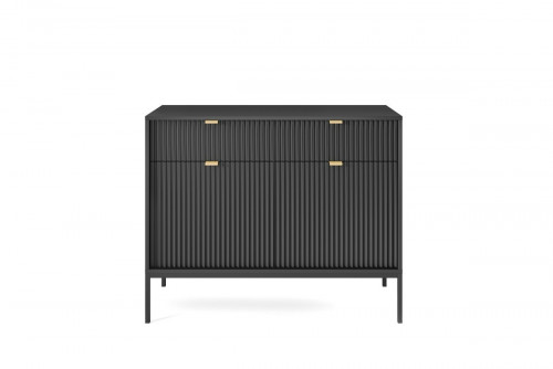 Комод Perfect Home Новая/Nova 2-дверный с 2 ​​ящиками, черными ножками KSZ104 Черный
