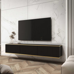 Тумба под ТВ навесная Perfect Home Оро / Oro RTV175 3-дверная Черный