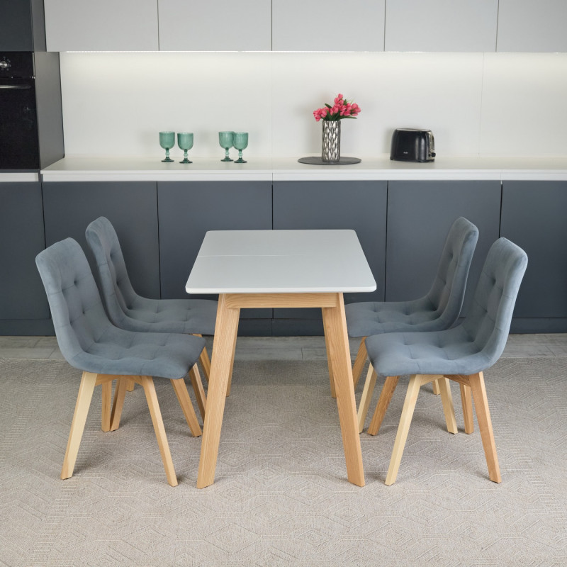 Кухонный комплект Ont- Алонзо 100 раздвижной стол серый + 4 стула Дарио