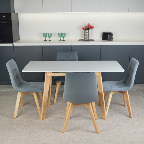 Кухонный комплект Ont- Алонзо 100 раздвижной стол серый + 4 стула Дарио