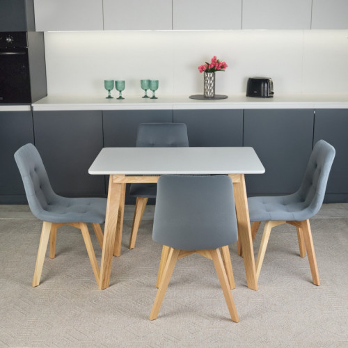 Кухонный комплект Ont- Алонзо 100 раздвижной стол серый + 4 стула Дарио