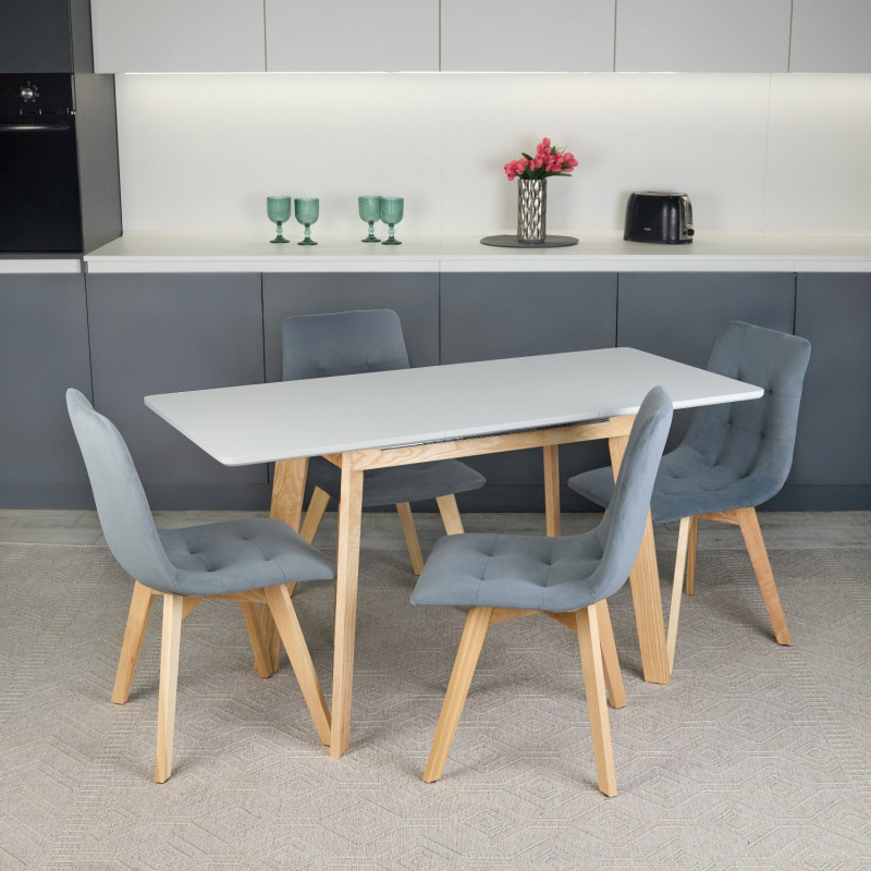 Кухонный комплект Ont- Алонзо 100 раздвижной стол серый + 4 стула Дарио