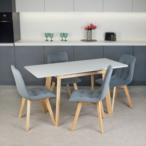 Кухонный комплект Ont- Алонзо 100 раздвижной стол серый + 4 стула Дарио