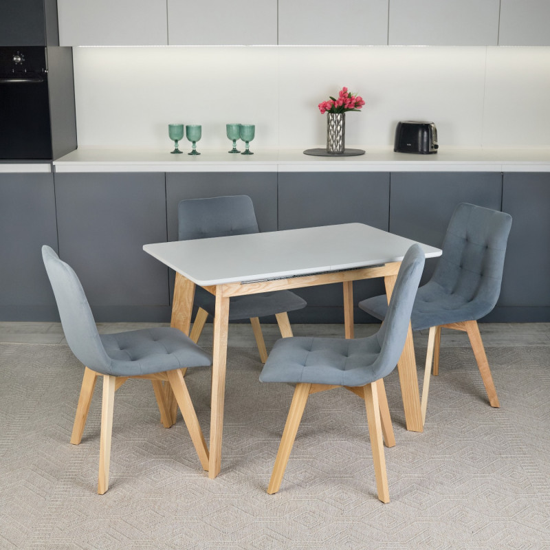 Кухонный комплект Ont- Алонзо 100 раздвижной стол серый + 4 стула Дарио