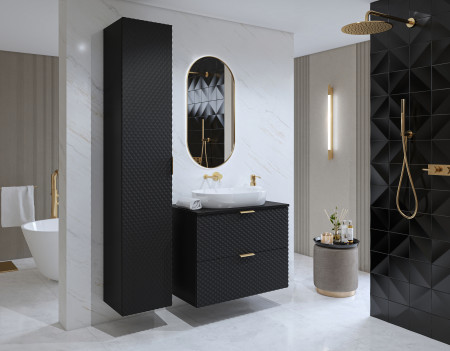 Шкаф настенный на 1 дверь для ванной Helvetia LAURA 30W3NM17 (черный оникс)