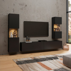 Стенка в гостиную Helvetia AVA 24WNLM10 (черный-дуб вотан/черный)