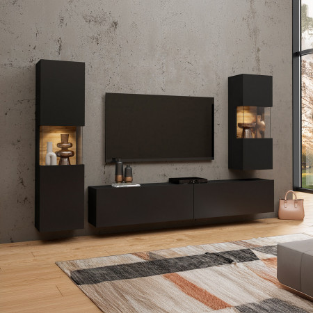 Стенка в гостиную Helvetia AVA 24WNLM10 (черный-дуб вотан/черный)