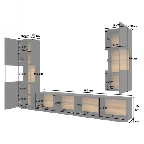 Стенка в гостиную Helvetia AVA 24WNLM10 (черный-дуб вотан/черный)