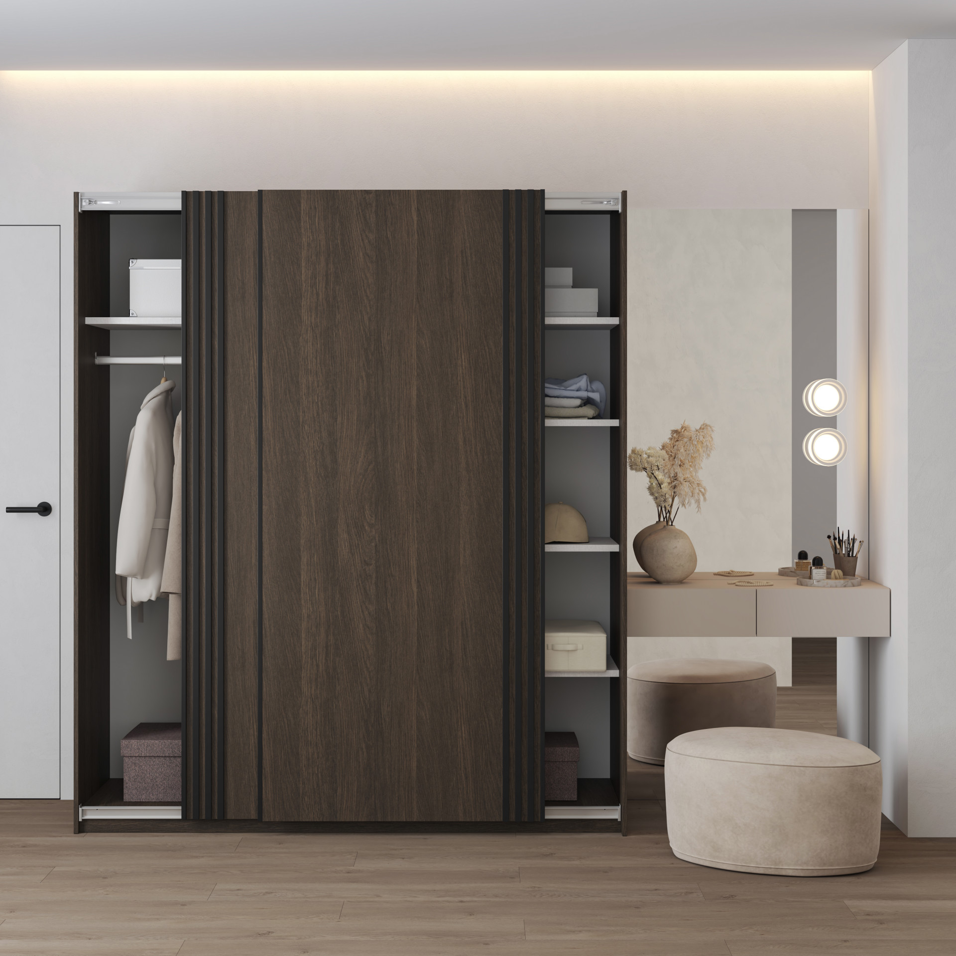 Шкаф-купе Helvetia NIVA 24DWOE16 (дуб Дунин/черный матовый)