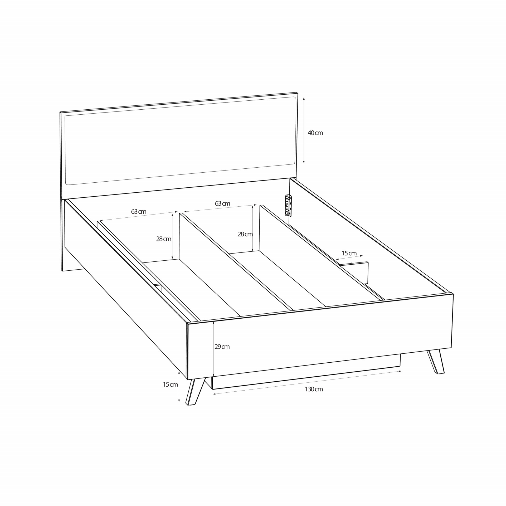 Кровать полутрная Forte VANKKA VNKL4122 (дуб/белый)