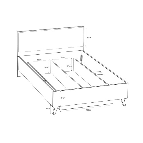 Кровать полутрная Forte VANKKA VNKL4122 (дуб/белый)