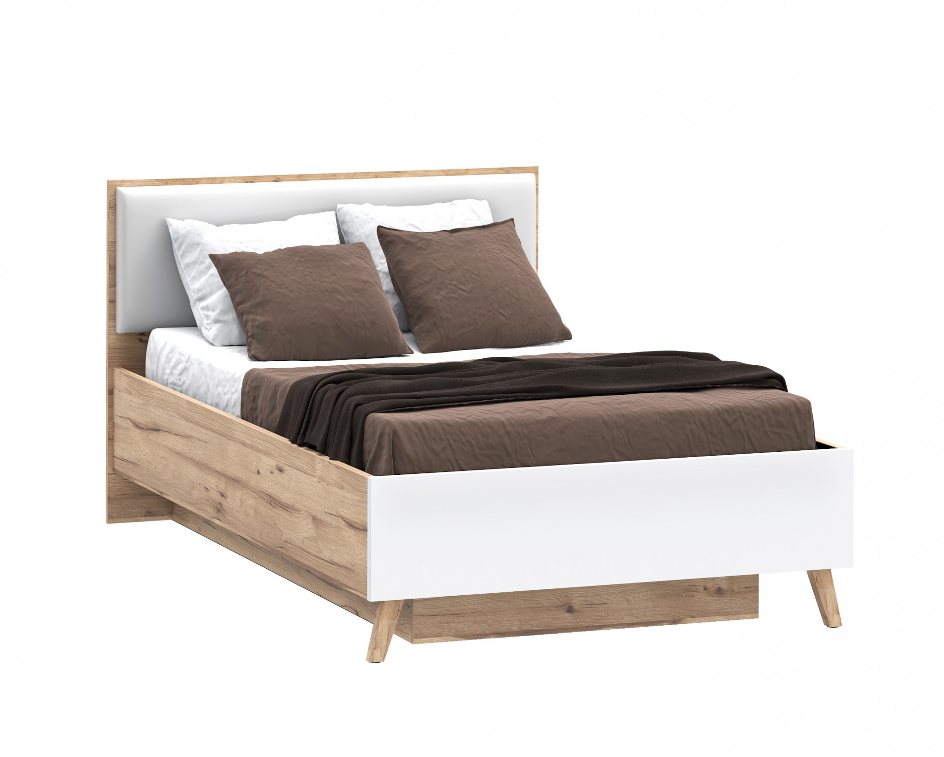 Кровать полутрная Forte VANKKA VNKL4122 (дуб/белый)