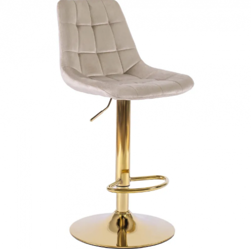 Барный стул Ont- Arcos, велюр бежевый, золотая опора