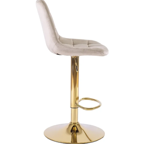 Барный стул Ont- Arcos, велюр бежевый, золотая опора