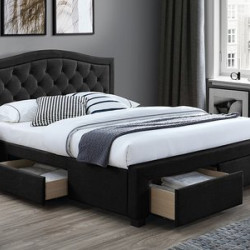 Кровать двуспальная SIGNAL Electra VELVET 160х200 (черный)