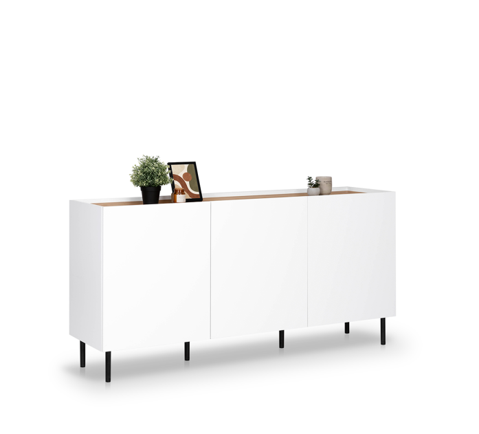 Комод MRK- Нео 3дв 1,6 м глянец дуб Ливорно/ суперМат белый