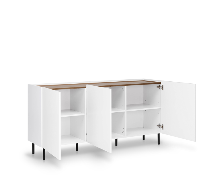 Комод MRK- Нео 3дв 1,6 м глянец дуб Ливорно/ суперМат белый