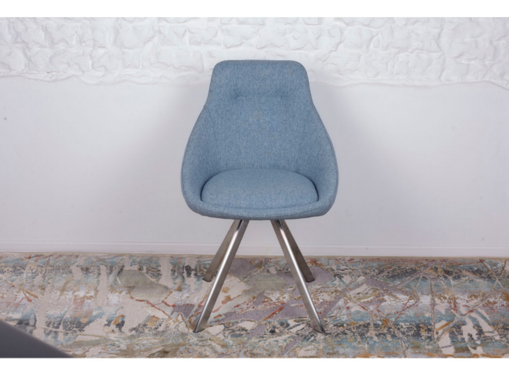 Стул поворотный NL- TOLEDO (ткань рогожка) голубой 