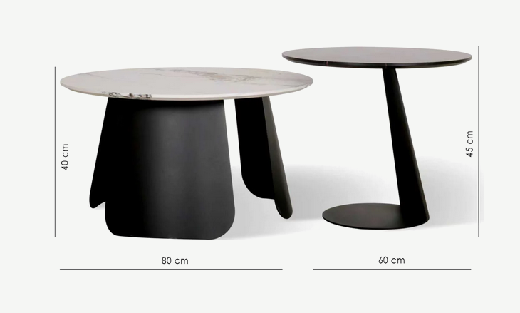 Сэт кофейных столиков CRV- Mono Duo, Noir et blanc (черный/белый)