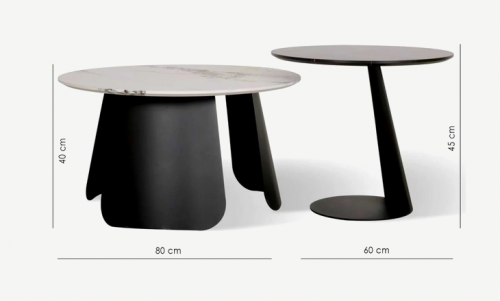 Сэт кофейных столиков CRV- Mono Duo, Noir et blanc (черный/белый)