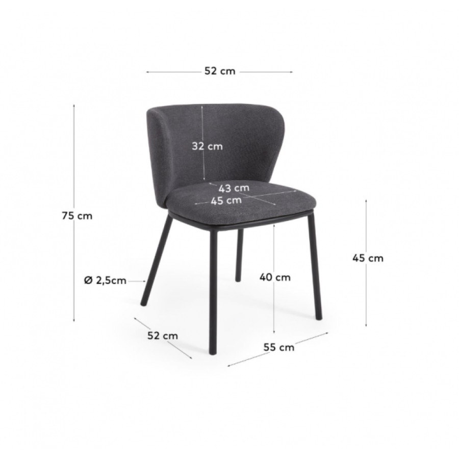 Стул Kave Home CISELIA CC3000KY15 (синель темно-серая)