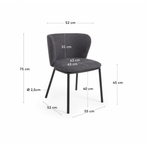 Стул Kave Home CISELIA CC3000KY15 (синель темно-серая)