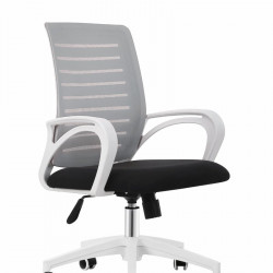 Кресло офисное INI- POLO светло-серое/черное /белый каркас