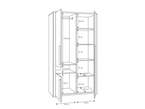 Шкаф гардеробный Forte SURFINIO SFNS721R Серый-дуб Катания