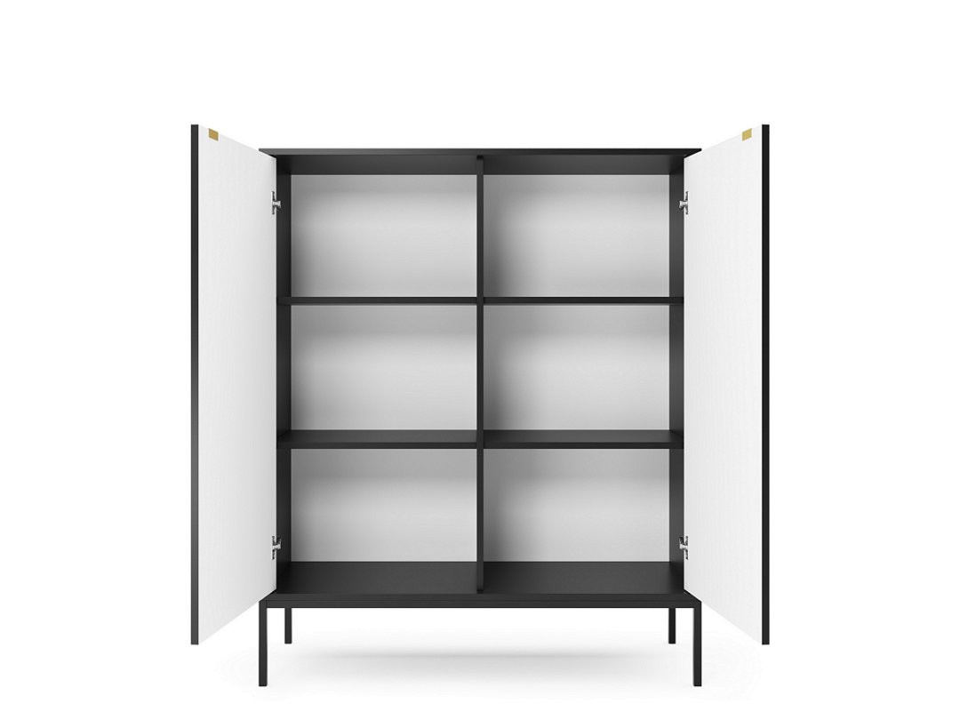 Комод высокий Perfect Home Новая/Nova 2-дверный с черными ножками K104 Черный