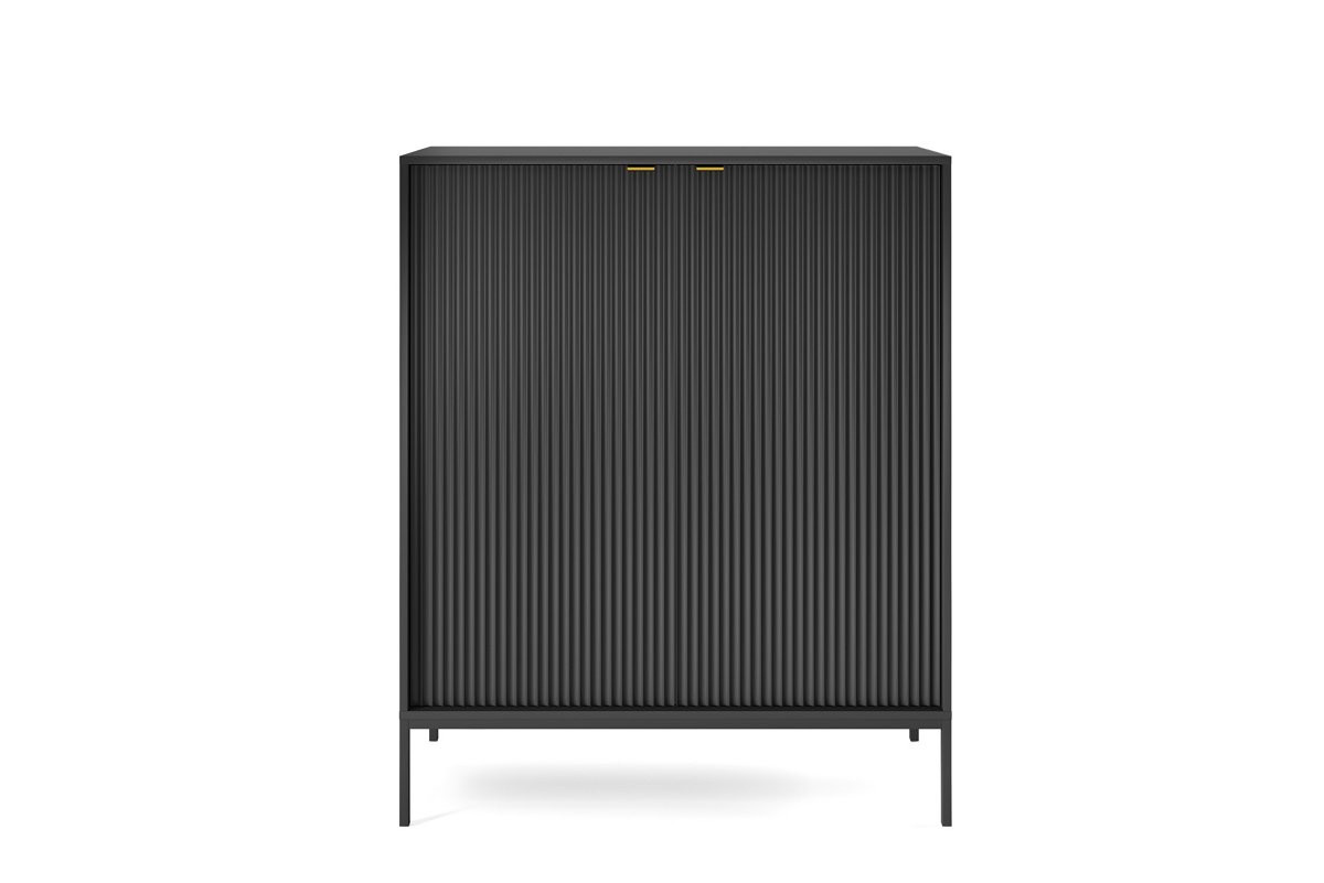 Комод высокий Perfect Home Новая/Nova 2-дверный с черными ножками K104 Черный