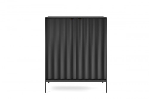 Комод высокий Perfect Home Новая/Nova 2-дверный с черными ножками K104 Черный