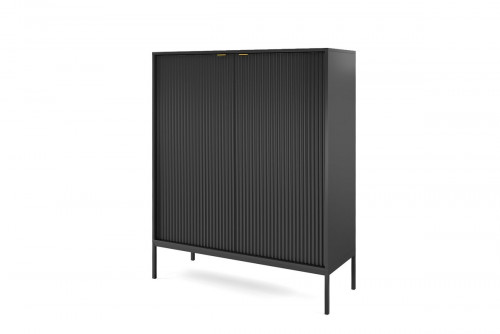 Комод высокий Perfect Home Новая/Nova 2-дверный с черными ножками K104 Черный