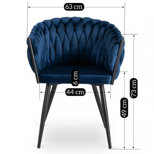 Кресло Ont- ELENA Синий велюр