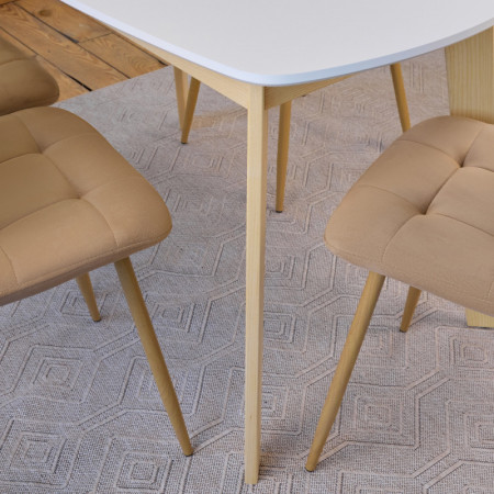 Кухонный комплект Ont- Винцензо 100 белый стол + 4 стула Fredy бежевые