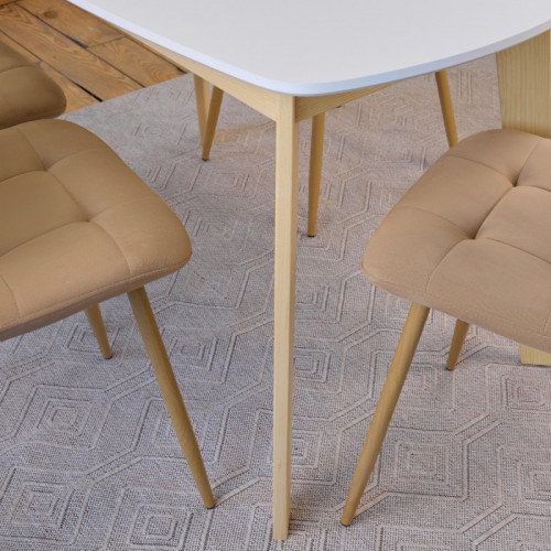 Кухонный комплект Ont- Винцензо 100 белый стол + 4 стула Fredy бежевые