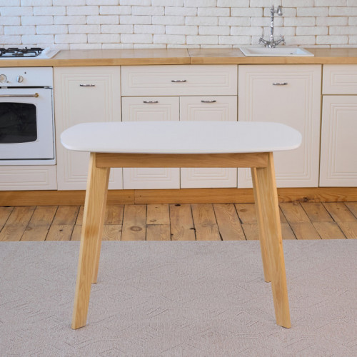 Кухонный комплект Ont- Винцензо 100 белый стол + 4 стула Fredy бежевые