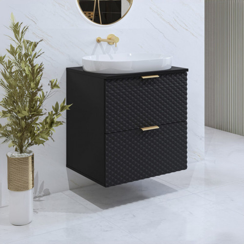 Туалетный столик настенный с 2 ящиками для ванной Helvetia LAURA 30W3NM47 (черный оникс)