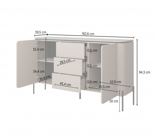 Комод на 2 двери и 3 ящика Helvetia BELLO 24COOB26 (конго)