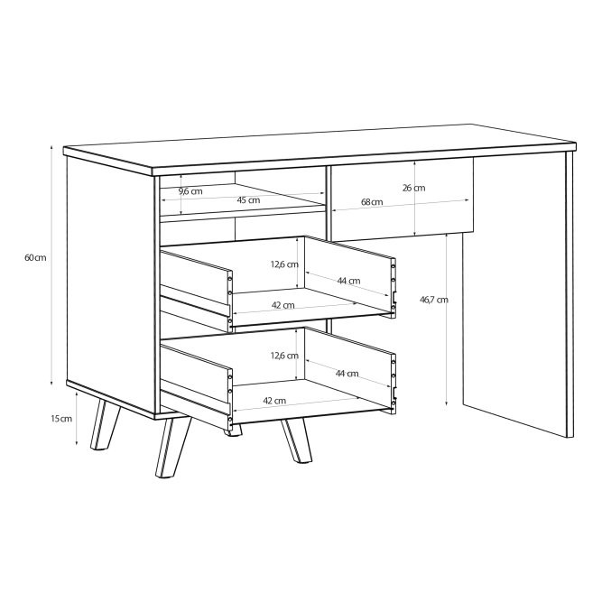 Стол письменный Forte VANKKA VNKB121 (дуб/белый)