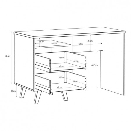 Стол письменный Forte VANKKA VNKB121 (дуб/белый)