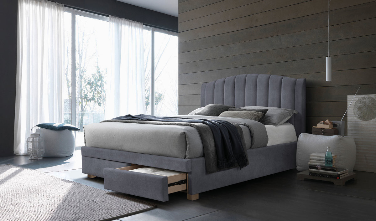 Кровать двуспальная SIGNAL Emotion VELVET 160х200 (серый)