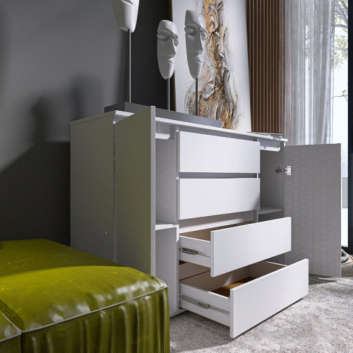 Большой комод без ручек EVR- Лайт КЛ-4 белый(нимфея альба)