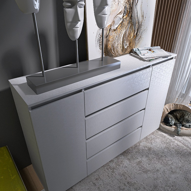 Большой комод без ручек EVR- Лайт КЛ-4 белый(нимфея альба)