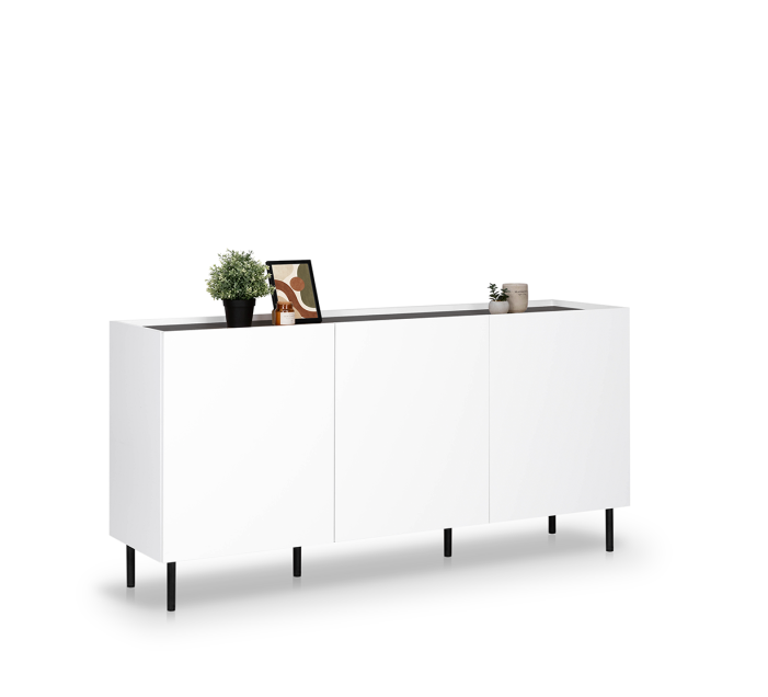 Комод MRK- Нео 3дв 1,6 м глянец Антрацит/ суперМат белый 