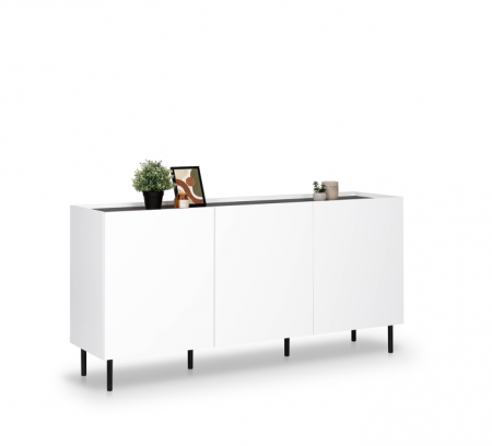 Комод MRK- Нео 3дв 1,6 м глянец Антрацит/ суперМат белый 