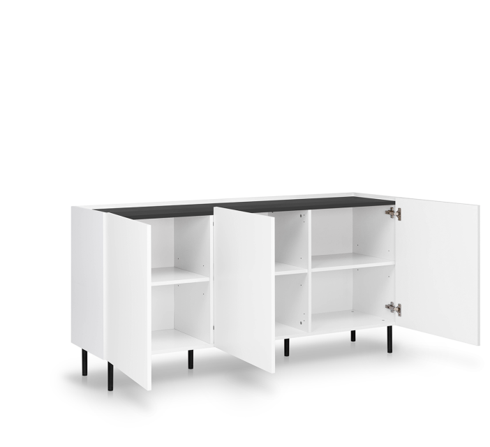 Комод MRK- Нео 3дв 1,6 м глянец Антрацит/ суперМат белый 