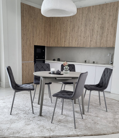 Стул обеденный VTR- N-41 (Темно-серый велюр/ Серый, Черный)  