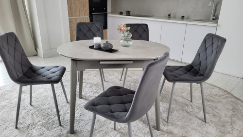 Стул обеденный VTR- N-41 (Темно-серый велюр/ Серый, Черный)  