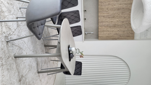 Стул обеденный VTR- N-41 (Темно-серый велюр/ Серый, Черный)  